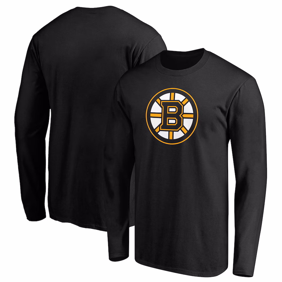 Men's Boston Bruins Black Primary Logo Long Sleeve T-Shirt