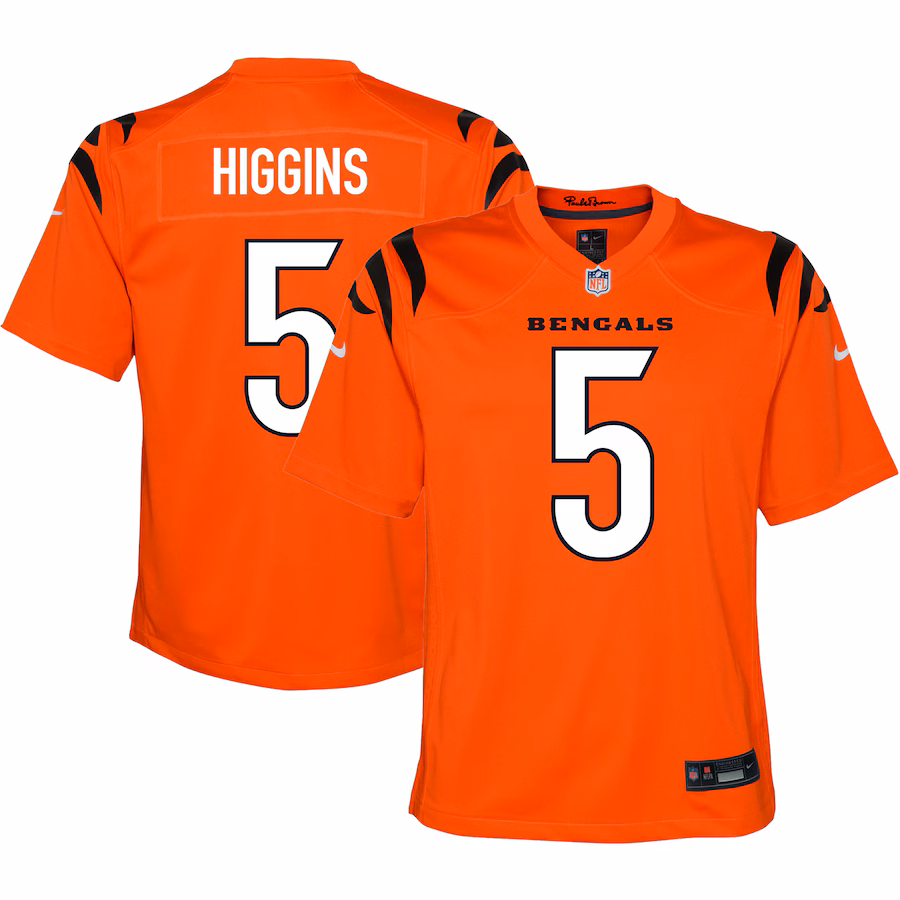 Youth Cincinnati Bengals Tee Higgins Nike Orange Game Jersey