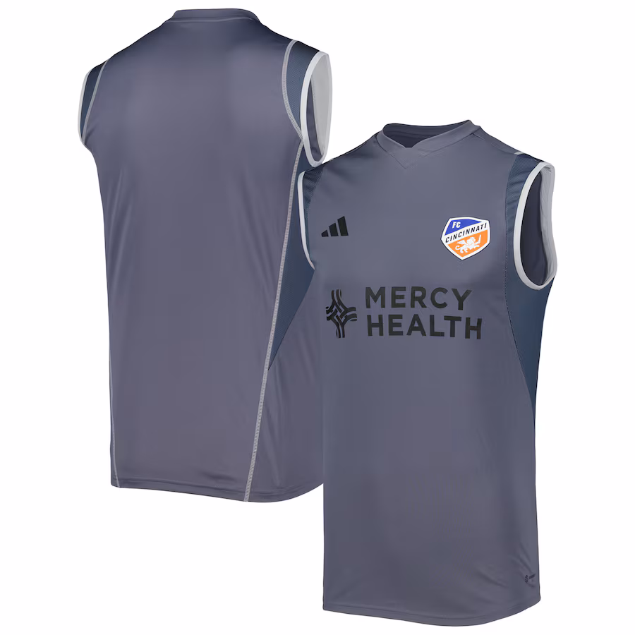 Men's FC Cincinnati adidas Gray 2023 On-Field Sleeveless Training Jersey