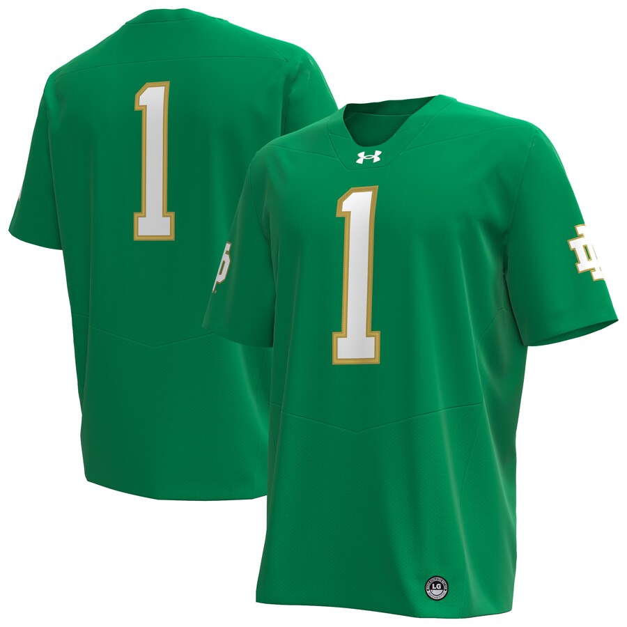#1 Notre Dame Fighting Irish Under Armour Premier Football Jersey - Kelly Green