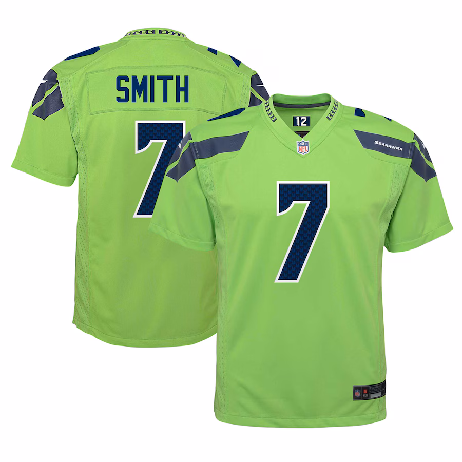 Youth Seattle Seahawks Geno Smith Nike Neon Green Alternate Player Game Jersey