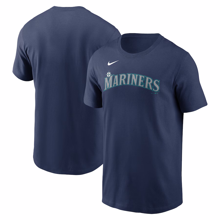 Men's Seattle Mariners Nike Navy Fuse Wordmark T-Shirt