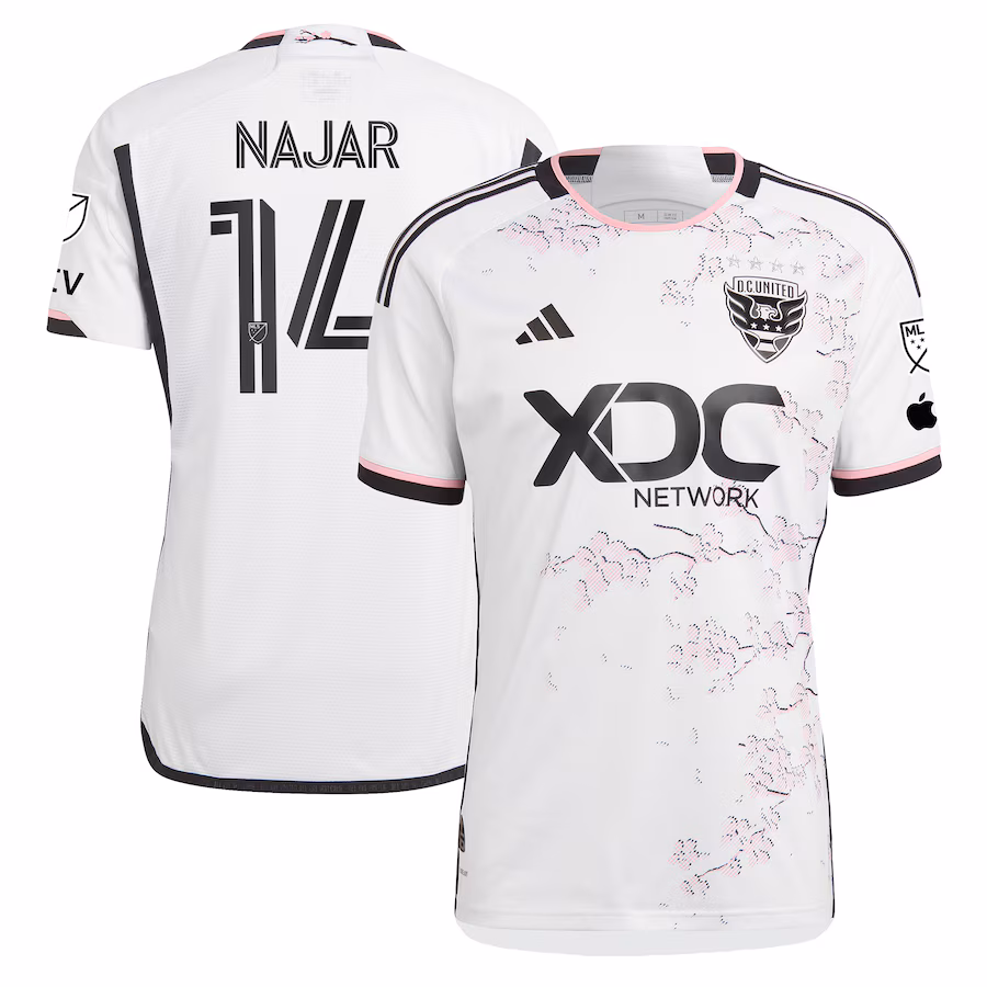 Men's D.C. United Andy Najar adidas White 2023 The Cherry Blossom Kit Authentic Player Jersey