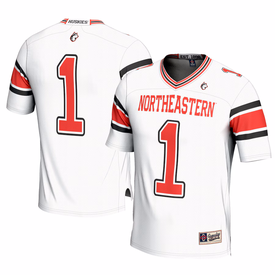 Men's GameDay Greats #1 White Northeastern Huskies Football Jersey