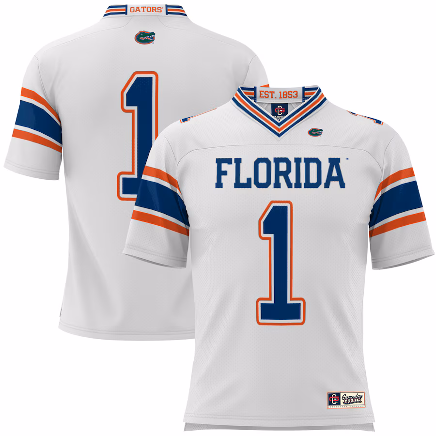 Men's GameDay Greats #1 White Florida Gators Football Jersey