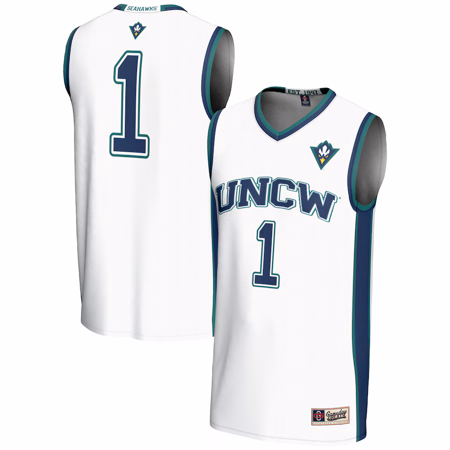 Male GameDay Greats #1  White UNC Wilmington Seahawks  Lightweight Basketball Jersey