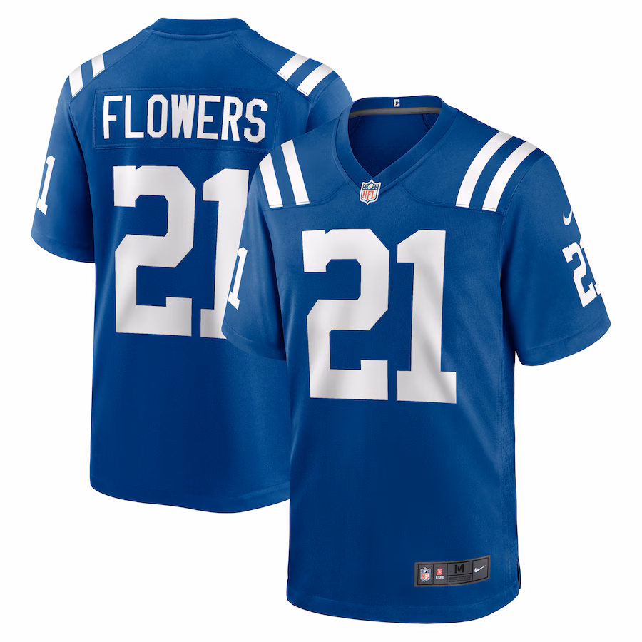 Men's Indianapolis Colts Dallis Flowers Nike  Royal Game Jersey