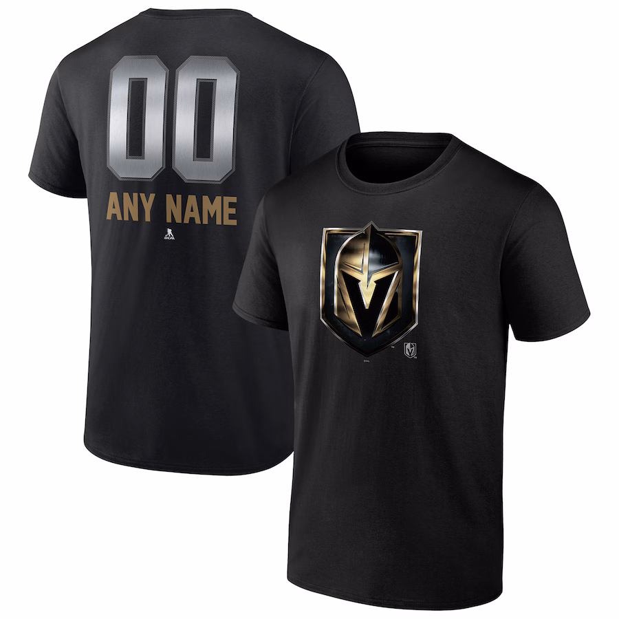 Men's Vegas Golden Knights Black Personalized Midnight Mascot Logo T-Shirt