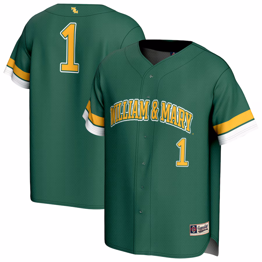 Youth GameDay Greats  Green William & Mary Tribe Pick-A-Player Lightweight Baseball Fashion Jersey