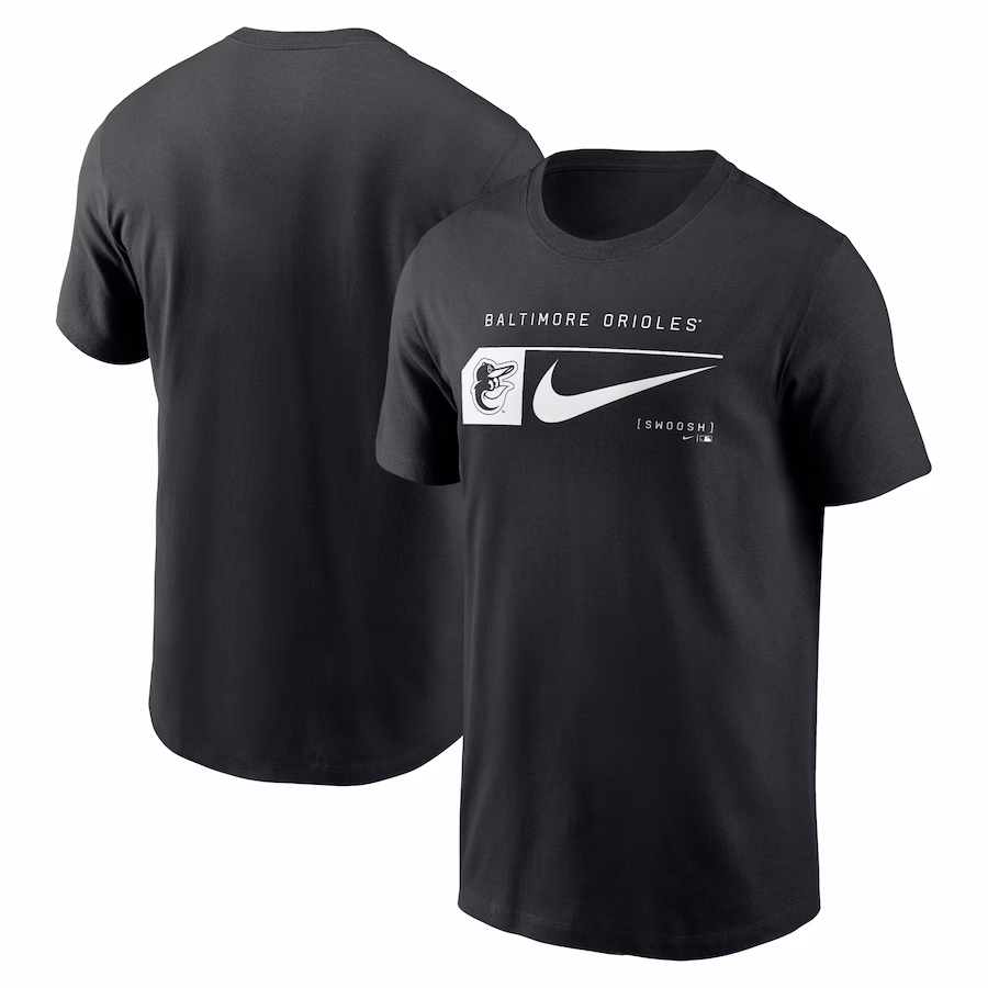 Men's Baltimore Orioles Nike Black Fashion Graphic Swoosh T-Shirt