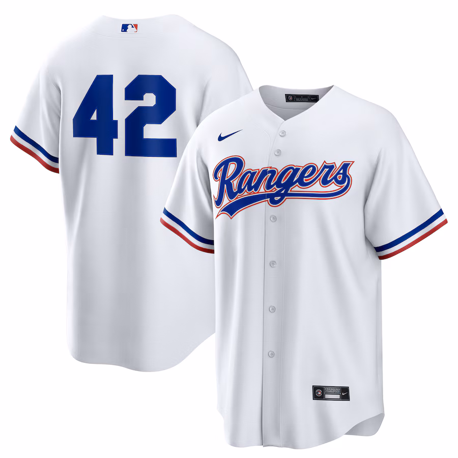 Men's Texas Rangers Nike White Home 2025 Jackie Robinson Day Replica Jersey