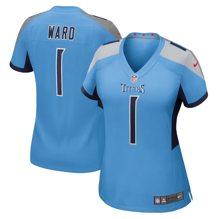Women's Tennessee Titans Cameron Ward Nike Light Blue 2025 NFL Draft First Round Pick  Game Jersey