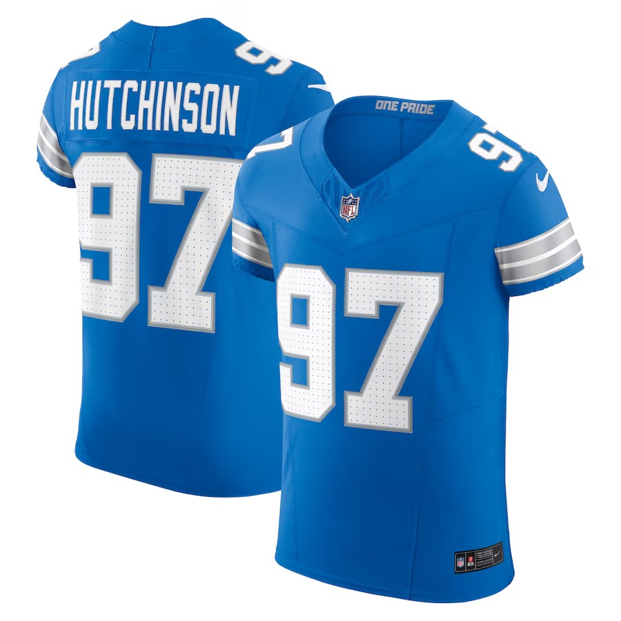 Men's Detroit Lions Aidan Hutchinson Nike Blue Vapor F.U.S.E. Elite Jersey