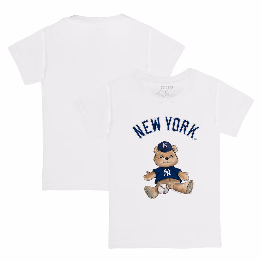 Youth New York Yankees Tiny Turnip White Teddy Boy T-Shirt