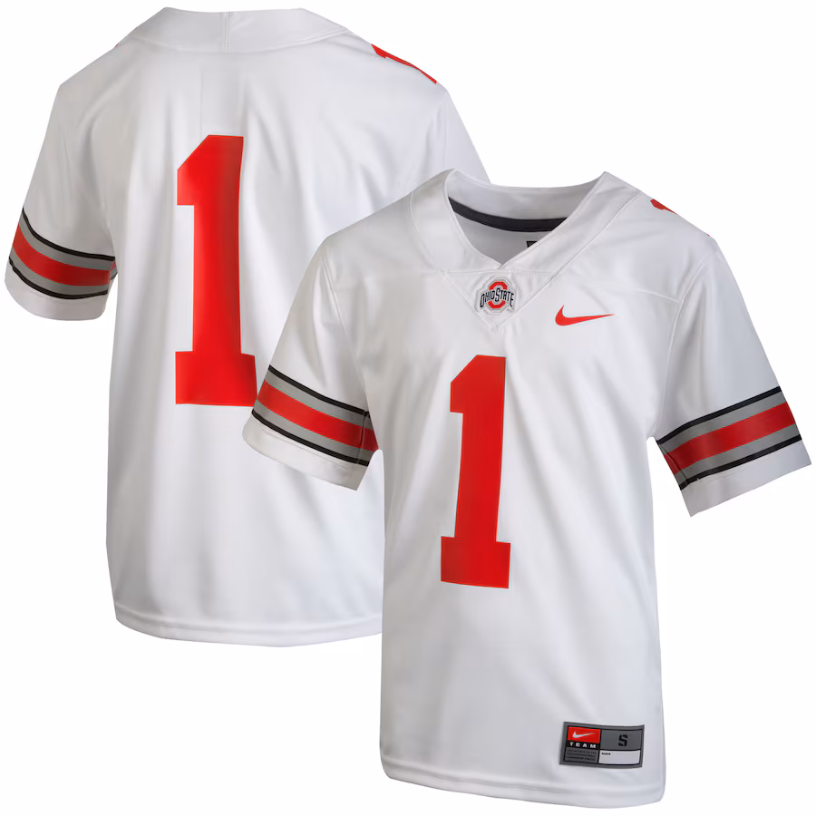Youth Nike #1 White Ohio State Buckeyes Team Replica Football Jersey