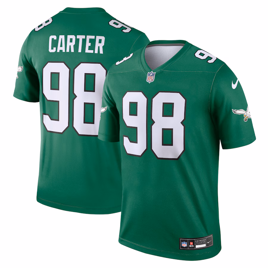 Men's Philadelphia Eagles Jalen Carter Nike Kelly Green Alternate Legend Player Performance Top