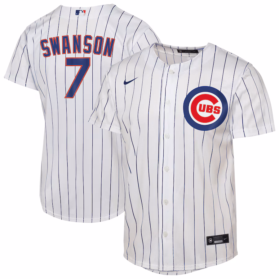 Youth Chicago Cubs Dansby Swanson Nike White Home Replica Player Jersey
