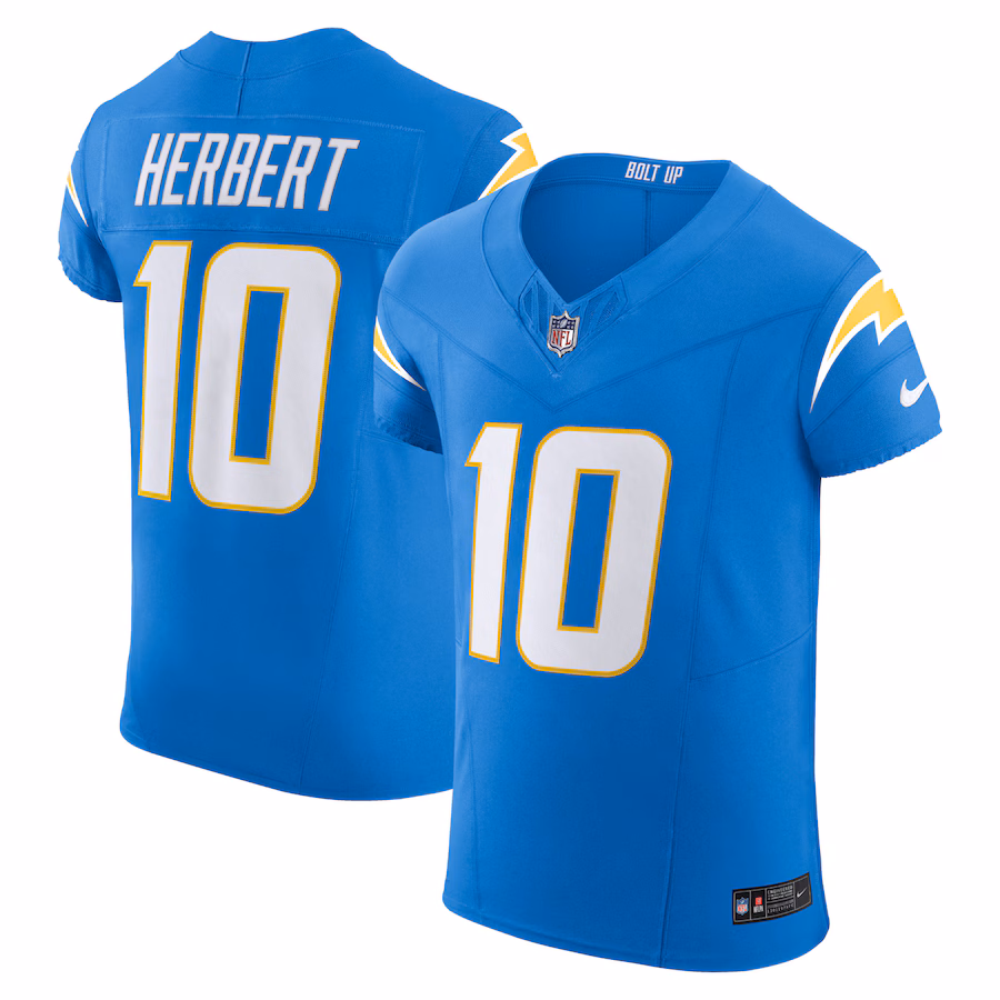 Men's Los Angeles Chargers Justin Herbert Nike Powder Blue  Vapor F.U.S.E. Elite Jersey