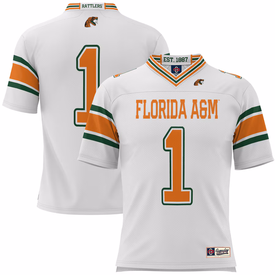 Men's GameDay Greats #1 White Florida A&M Rattlers Football Jersey
