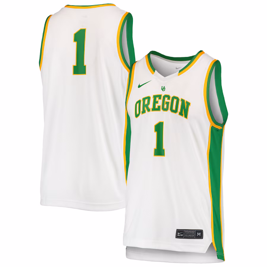 Unisex Nike #1 White Oregon Ducks Women's Basketball Throwback Replica Jersey