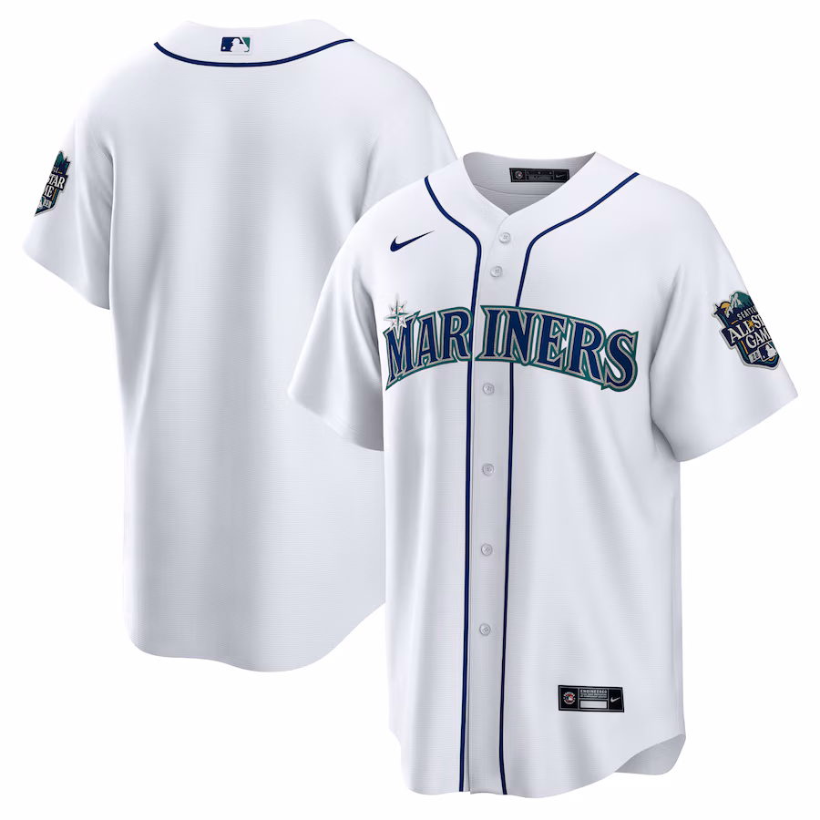 Men's Seattle Mariners Nike White Home 2023 MLB All-Star Game Patch Replica Player Jersey