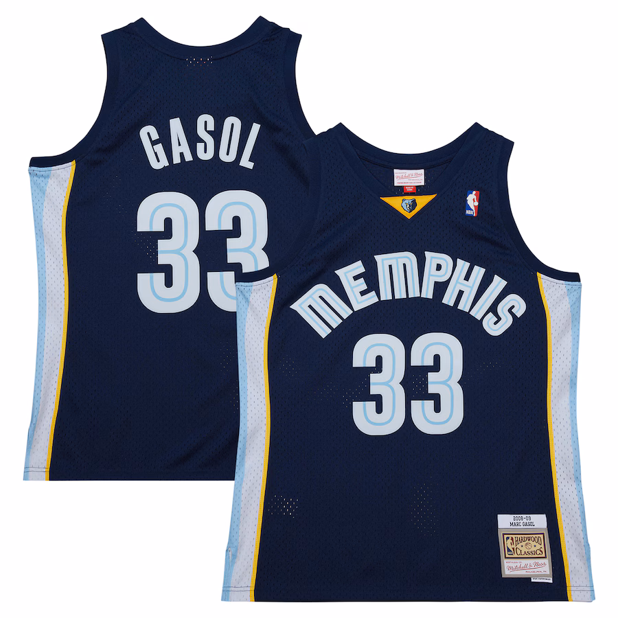 Men's Memphis Grizzlies Marc Gasol Mitchell & Ness Navy 2008/09 Hardwood Classics Swingman Throwback Jersey