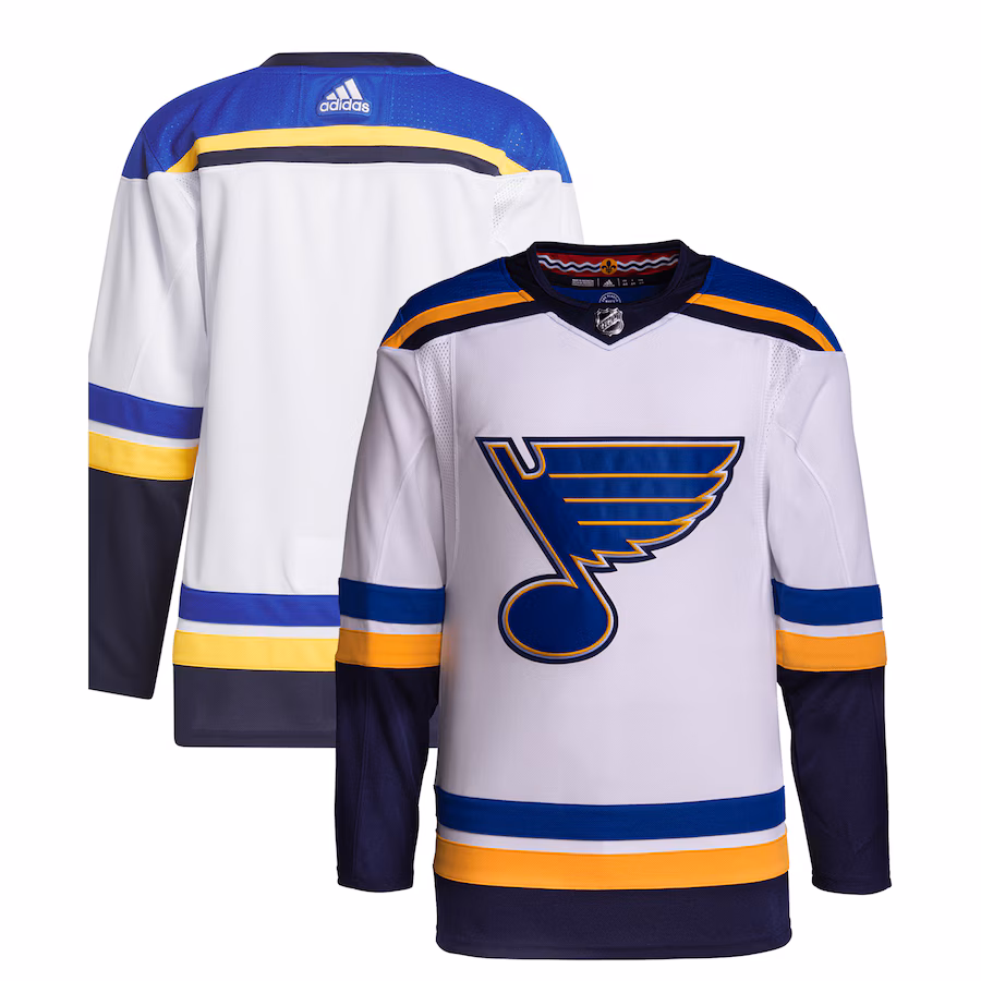 Men's St. Louis Blues adidas White Away Primegreen Authentic Jersey