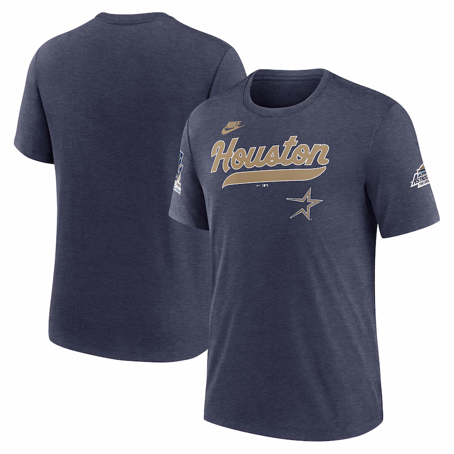 Men's Houston Astros Nike Heather Navy Cooperstown Collection Eras Tri-Blend T-Shirt
