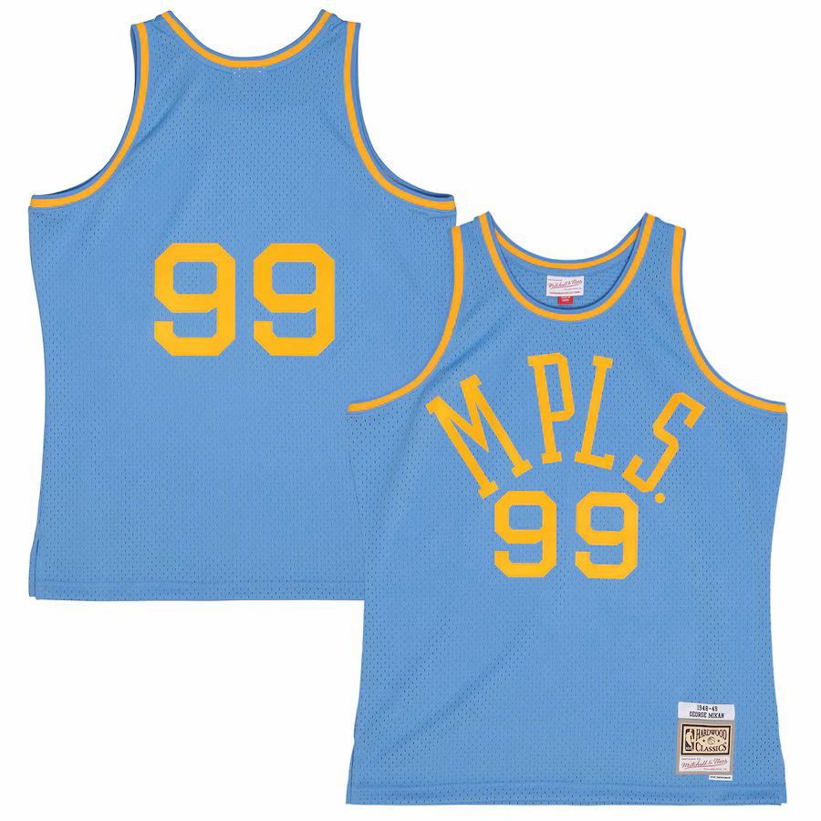 Men's Minneapolis Lakers George Mikan Mitchell & Ness Light Blue 1948/49 Swingman Jersey
