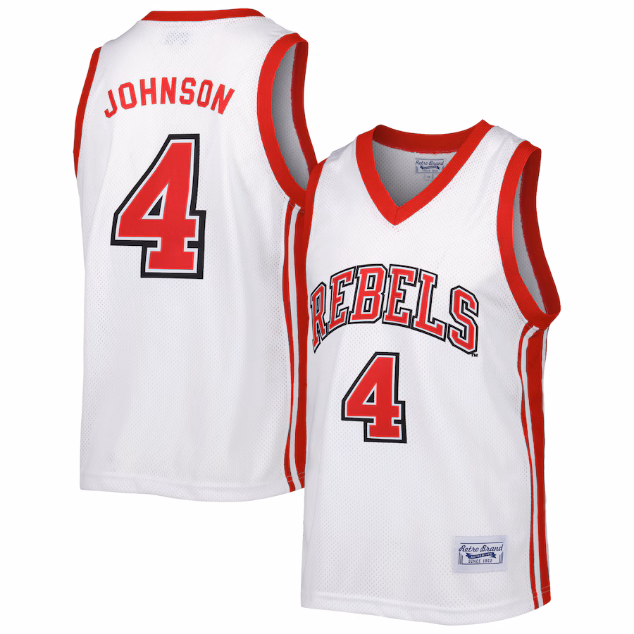 Men's Original Retro Brand Larry Johnson White UNLV Rebels Alumni Commemorative Replica Basketball Jersey