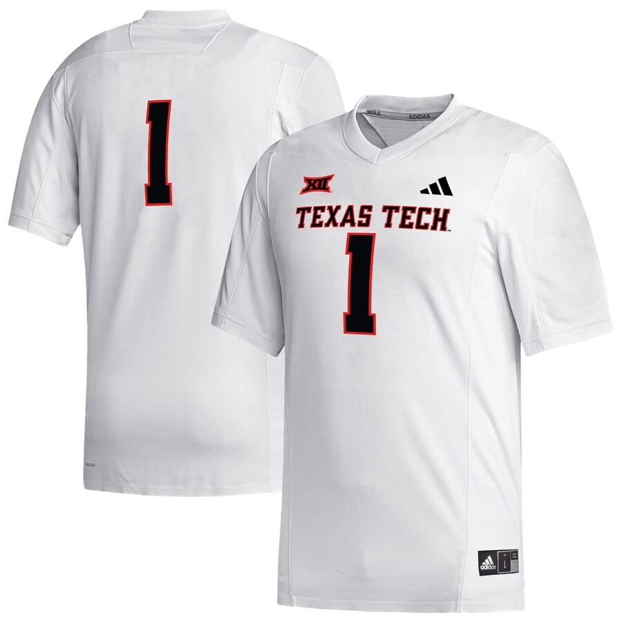 Men's adidas #1 White Texas Tech Red Raiders Replica Football Jersey