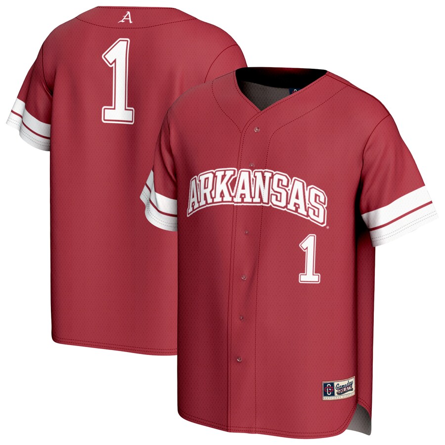 Unisex GameDay Greats #1 Cardinal Arkansas Razorbacks Lightweight Collegiate Baseball Fashion Jersey