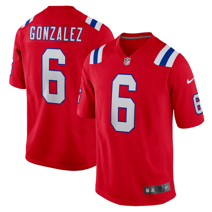 Men's New England Patriots Christian Gonzalez Nike Red Alternate Team Game Jersey