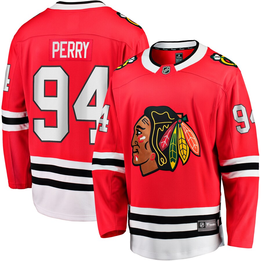 Men's Chicago Blackhawks Corey Perry Fanatics Branded Red Home Breakaway Jersey