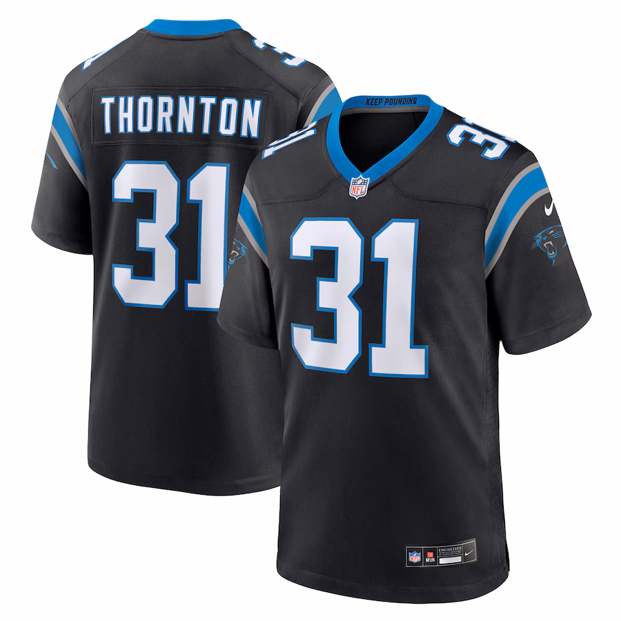 Men's Carolina Panthers Corey Thornton Nike Black Team Game Jersey