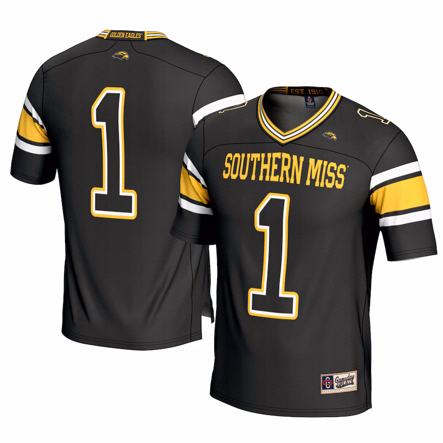 Men's GameDay Greats #1 Black Southern Miss Golden Eagles Football Jersey