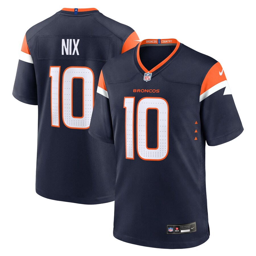 Youth Denver Broncos Bo Nix Nike Navy Alternate Game Jersey