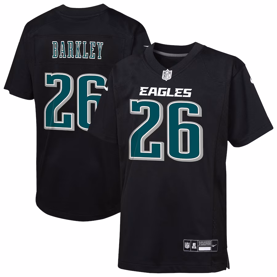 Youth Philadelphia Eagles Saquon Barkley Nike Carbon Black Fashion Game Jersey
