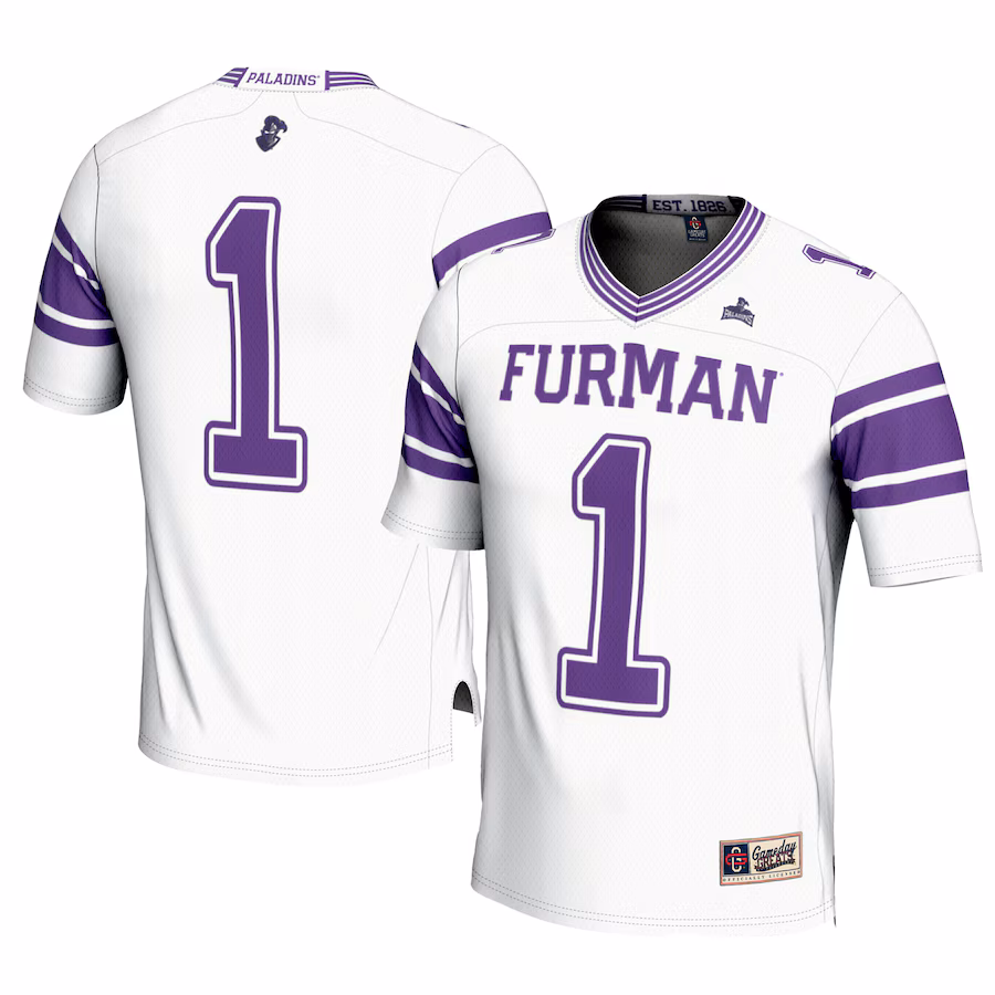 Men's GameDay Greats White  Furman Paladins #1 Football Jersey
