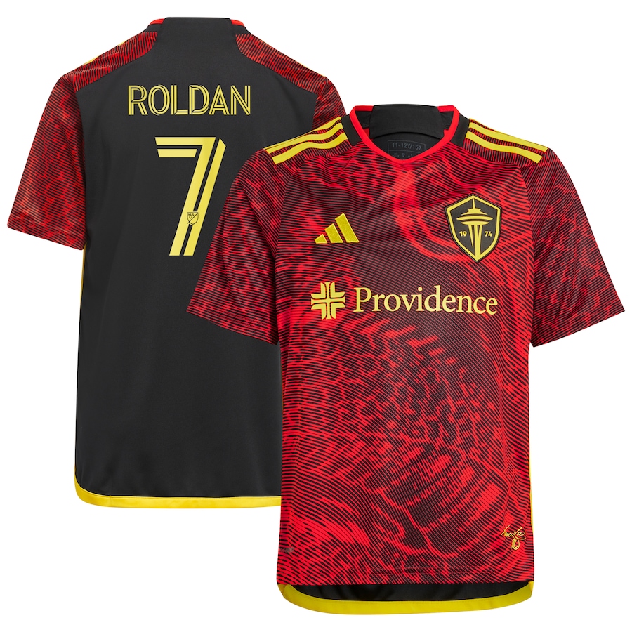 Youth Seattle Sounders FC Cristian Roldan adidas Red 2024 The Bruce Lee Kit Replica Player Jersey