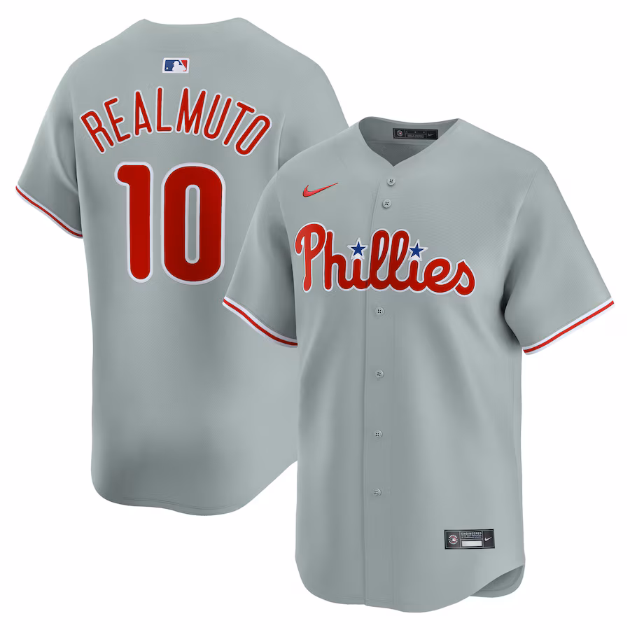 Men's Philadelphia Phillies J.T. Realmuto Nike Gray Road Limited Player Jersey