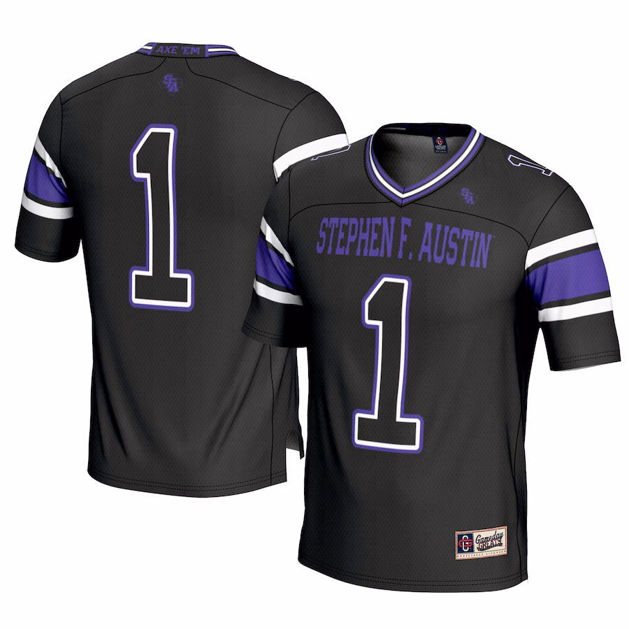 Men's GameDay Greats #1 Black Stephen F Austin Lumberjacks Football Jersey