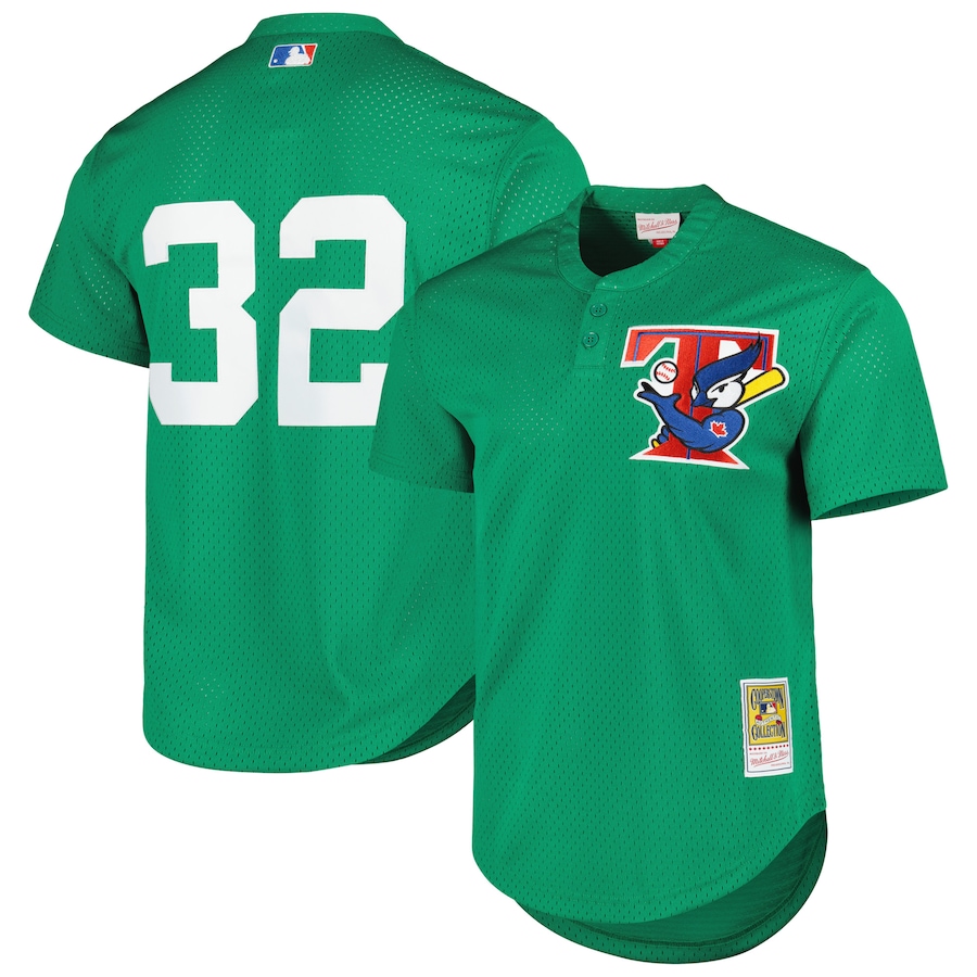 Men's Toronto Blue Jays Mitchell & Ness Green Cooperstown Collection Mesh Batting Practice Jersey
