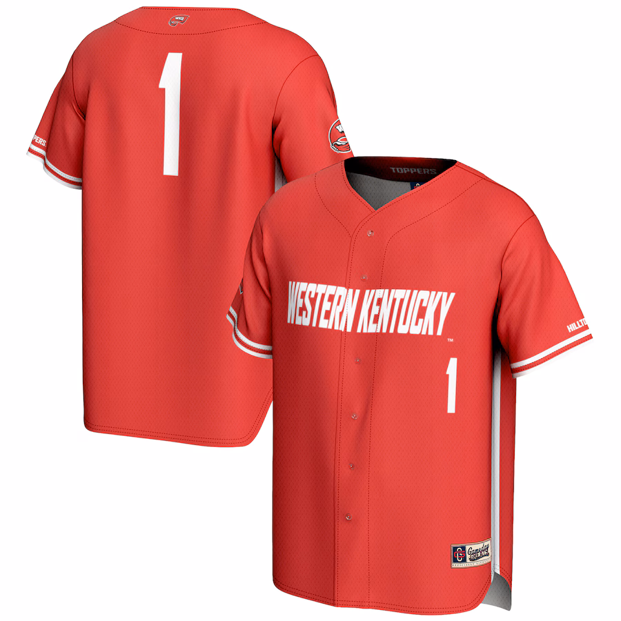Men's GameDay Greats #1 Red Western Kentucky Hilltoppers Lightweight Baseball Jersey