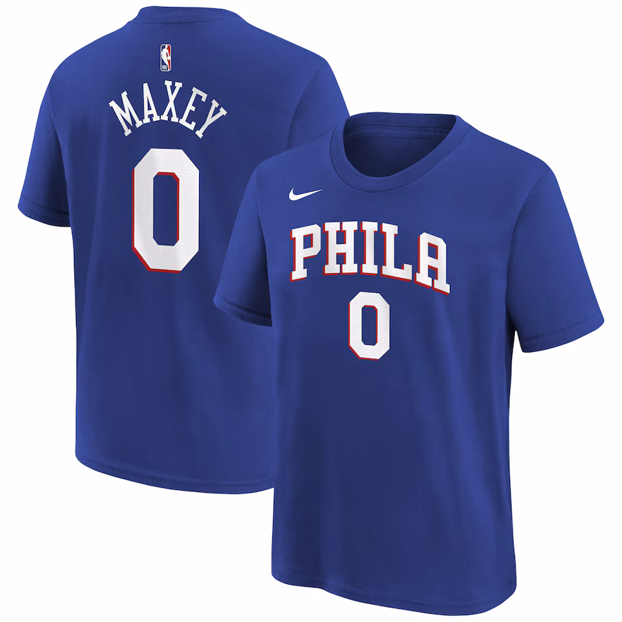 Youth Philadelphia 76ers Tyrese Maxey Royal Icon Name & Number T-Shirt