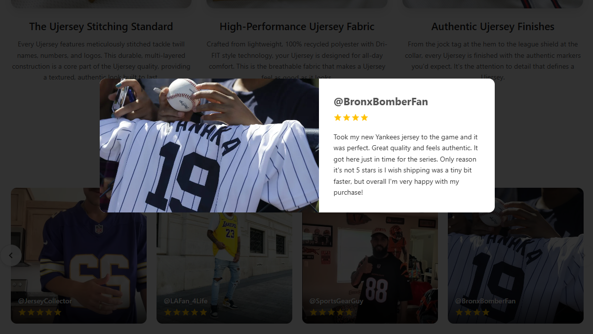 Positive Ujersey Customer Testimonial