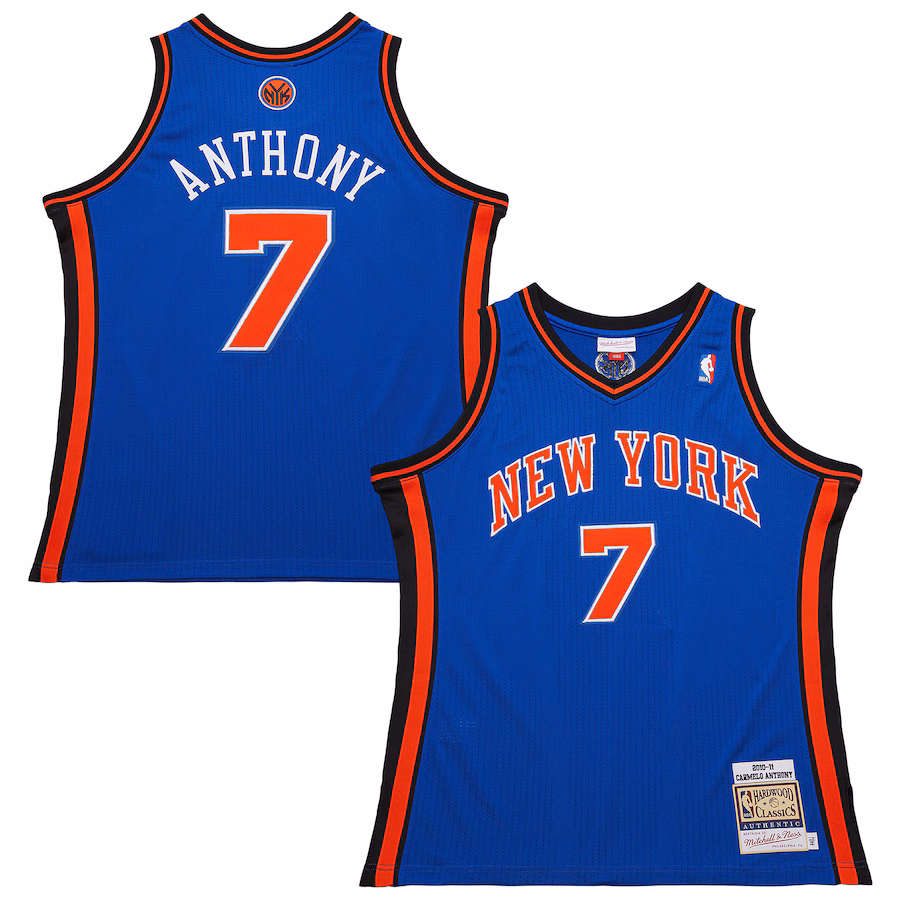 Men's New York Knicks Carmelo Anthony Mitchell & Ness Blue 2010/11 Hardwood Classics Authentic Jersey