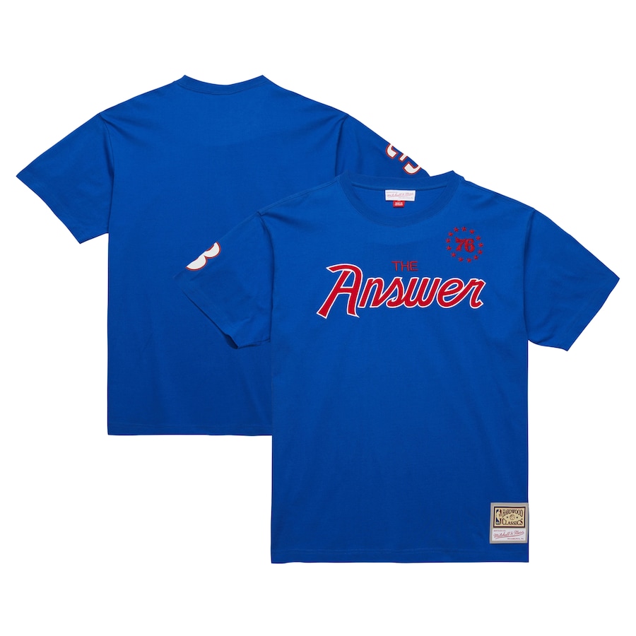 Men's Philadelphia 76ers Allen Iverson Mitchell & Ness Royal Premium Nickname T-Shirt