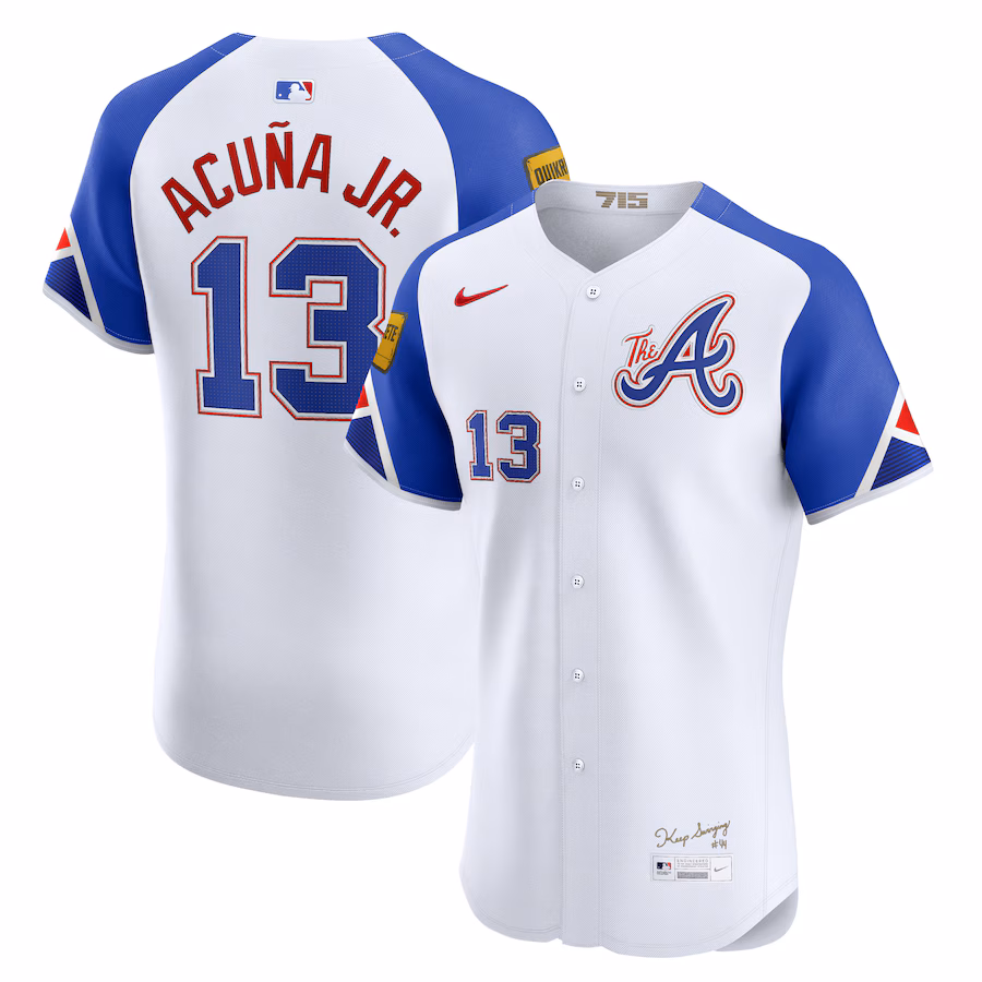 Men's Atlanta Braves Ronald Acuña Jr. Nike White City Connect Elite Jersey