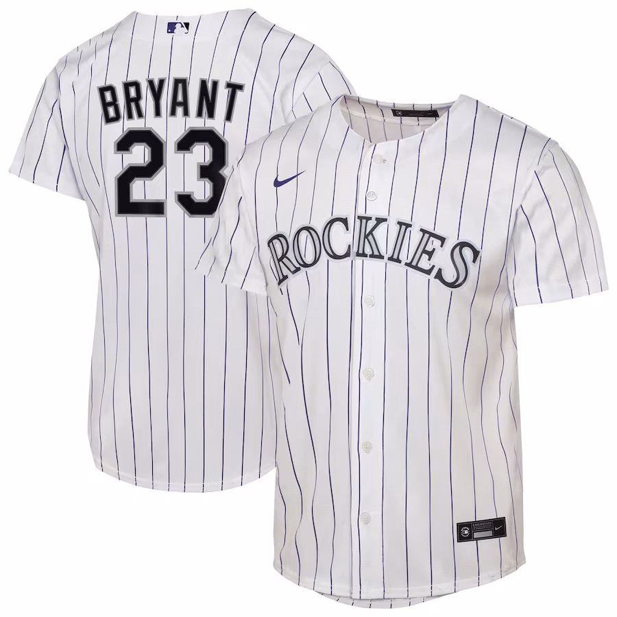 Youth Colorado Rockies Kris Bryant Nike White Home Replica Player Jersey